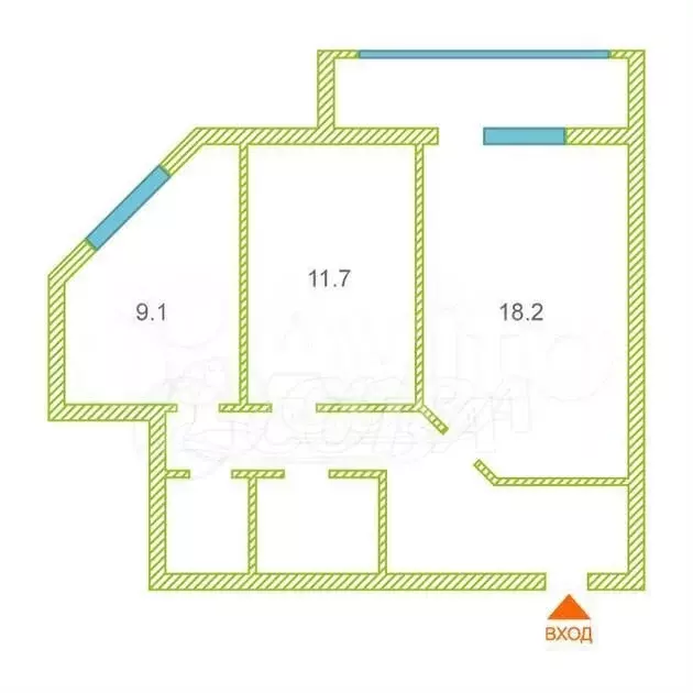 2-к. квартира, 55,5 м, 6/14 эт. - Фото 0