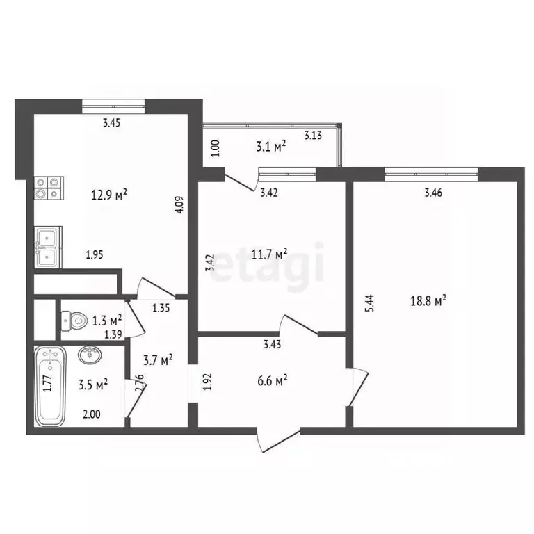 2-к кв. Калининградская область, Калининград Осенняя ул., 8 (60.0 м) - Фото 1