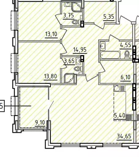 3-к. квартира, 109 м, 2/9 эт. - Фото 1