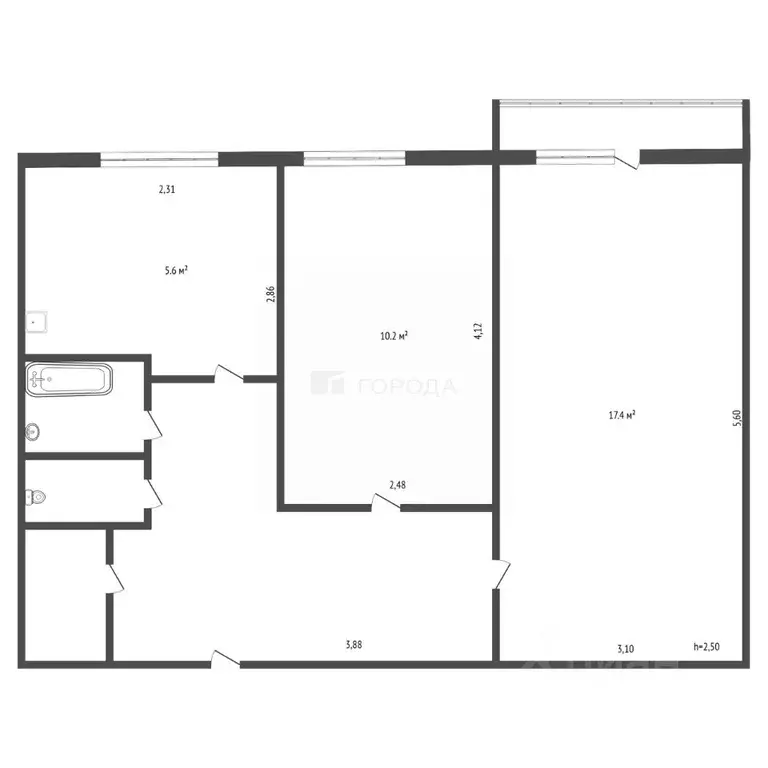 2-к кв. Алтайский край, Барнаул ул. Георгиева, 10 (43.8 м) - Фото 2