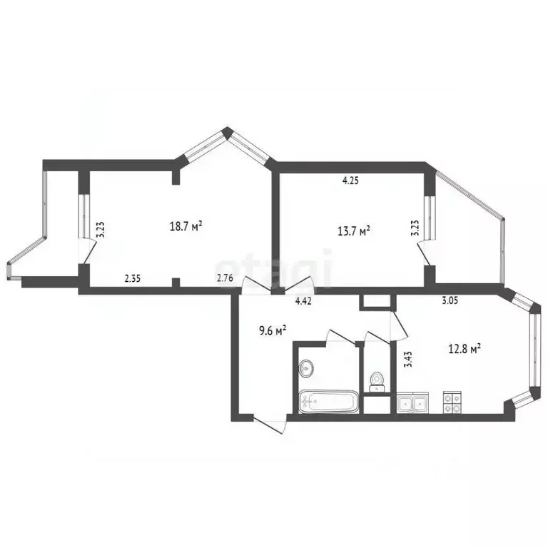 2-к кв. Москва 2-я Вольская ул., 5к2 (58.7 м) - Фото 2