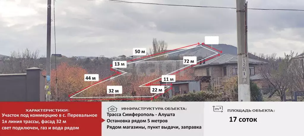 Участок в Перевальное, Нижняя улица (17.29 м) - Фото 2