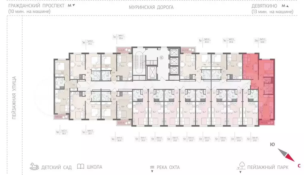 2-к. квартира, 53,8 м, 12/24 эт. - Фото 1