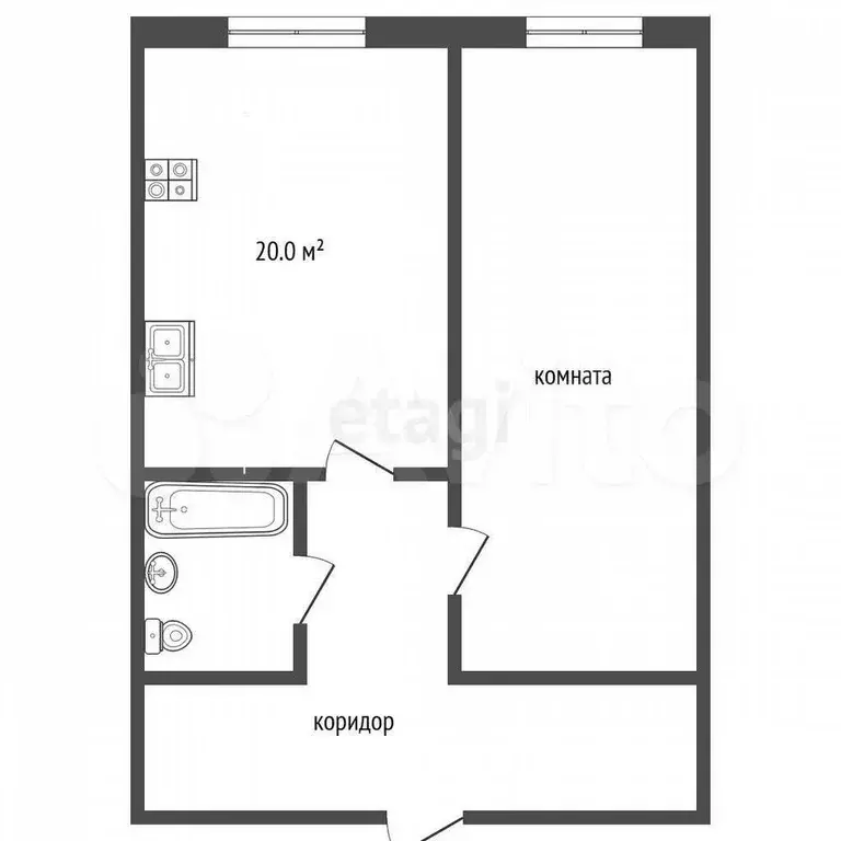 1-к. квартира, 48,7 м, 4/4 эт. - Фото 0