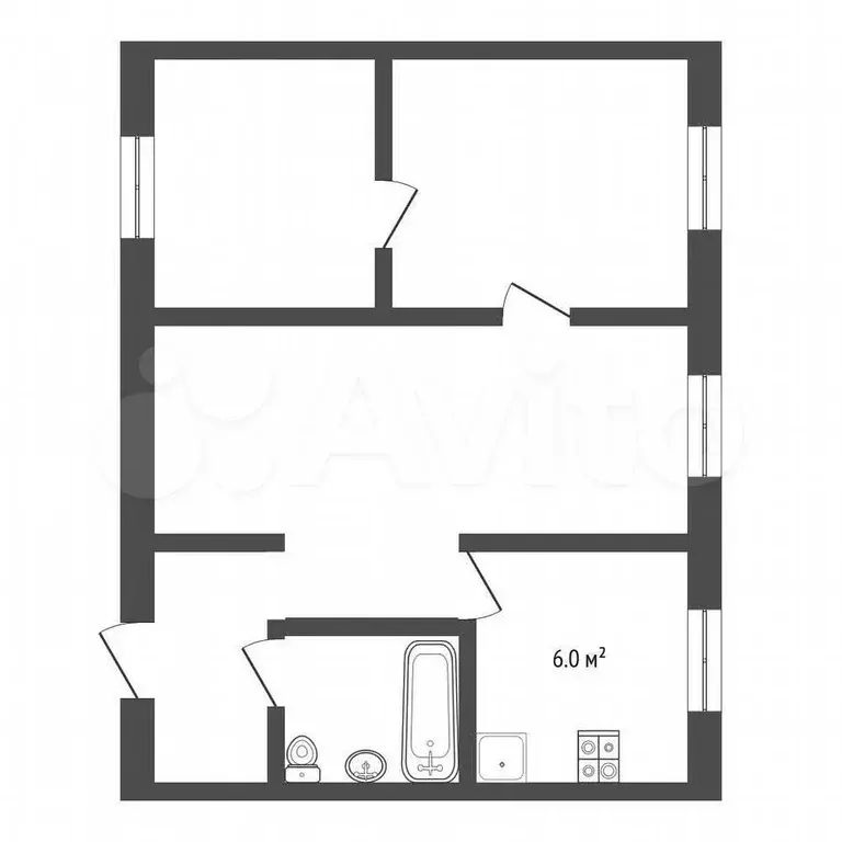 3-к. квартира, 53,9 м, 1/3 эт. - Фото 0