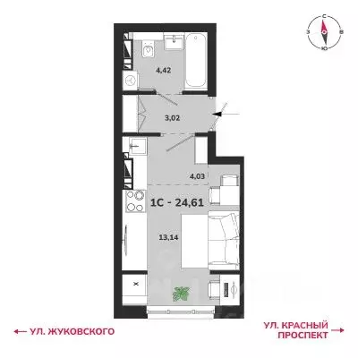 1-к кв. Новосибирская область, Новосибирск Аэропорт мкр,  (24.61 м) - Фото 0