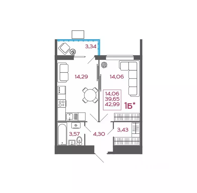 1-к кв. Пензенская область, Пенза ул. Баталина, 31 (42.99 м) - Фото 1