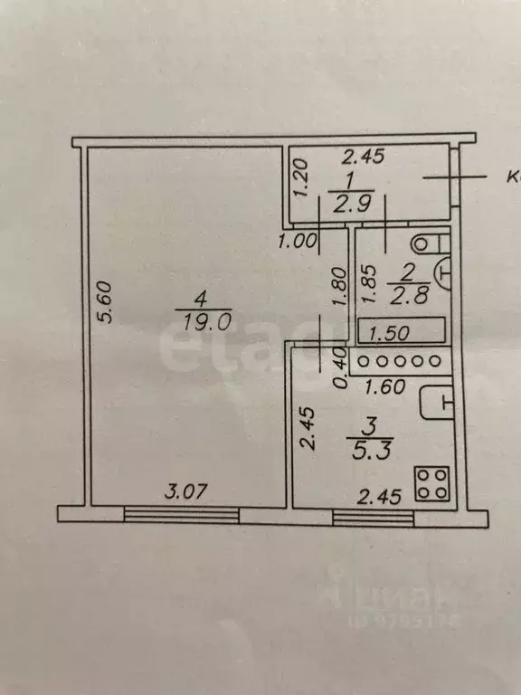 1-к кв. Татарстан, Казань ул. Батыршина, 40к2 (30.0 м) - Фото 2