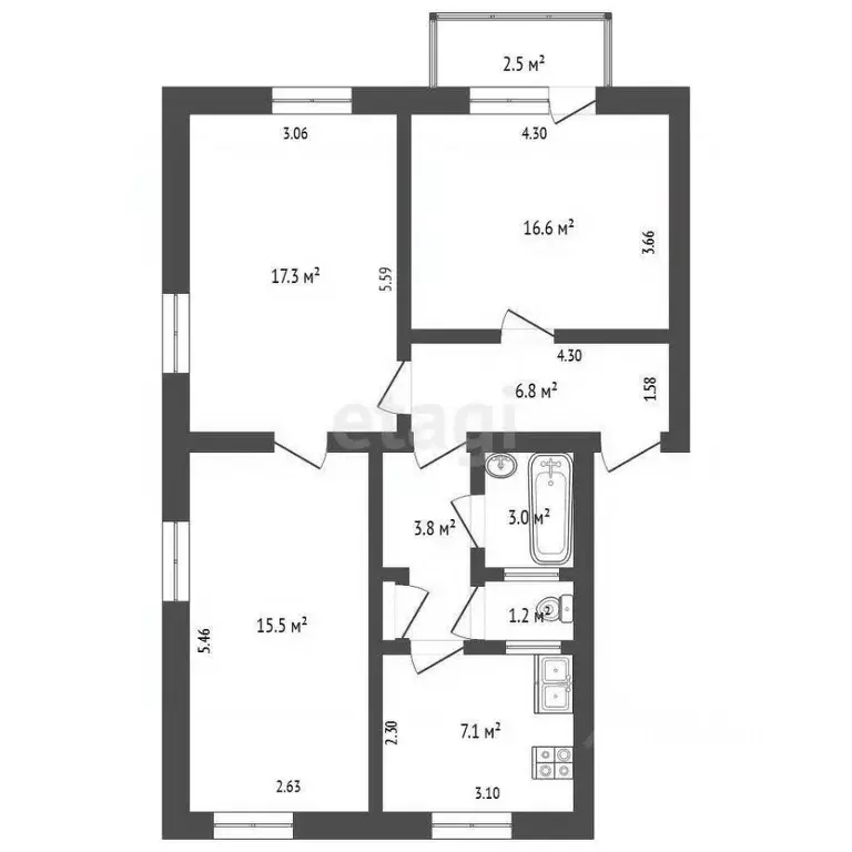 3-к кв. Крым, Саки ул. Ленина (71.7 м) - Фото 2