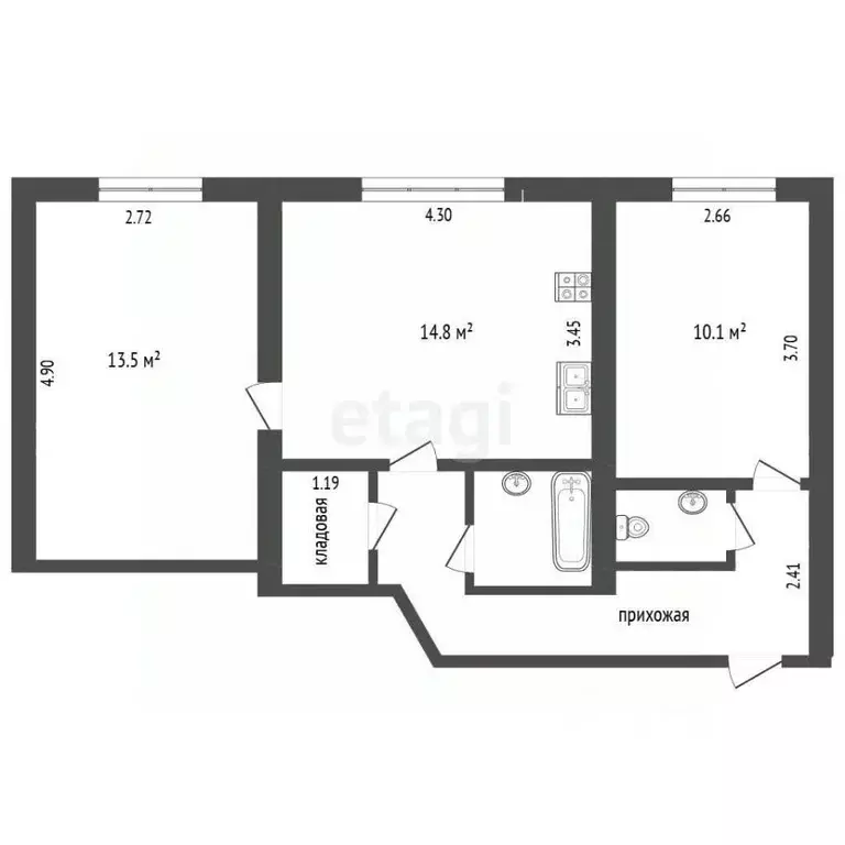 2-к кв. Пермский край, Пермь ул. Гашкова, 11 (52.7 м) - Фото 2