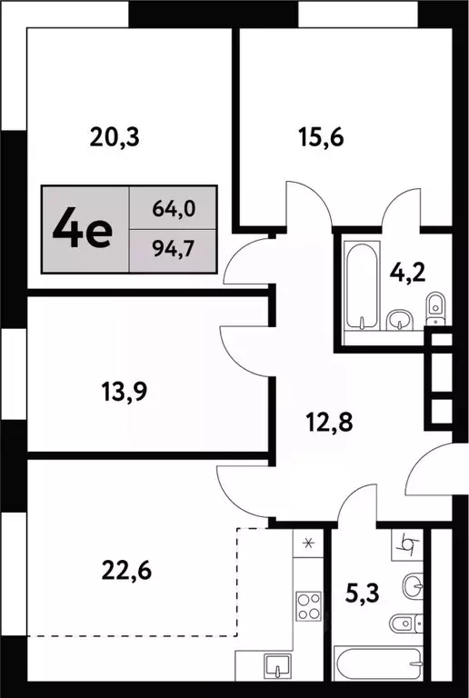 4-к кв. Москва Фестивальная ул., 15к24/1 (94.7 м) - Фото 0