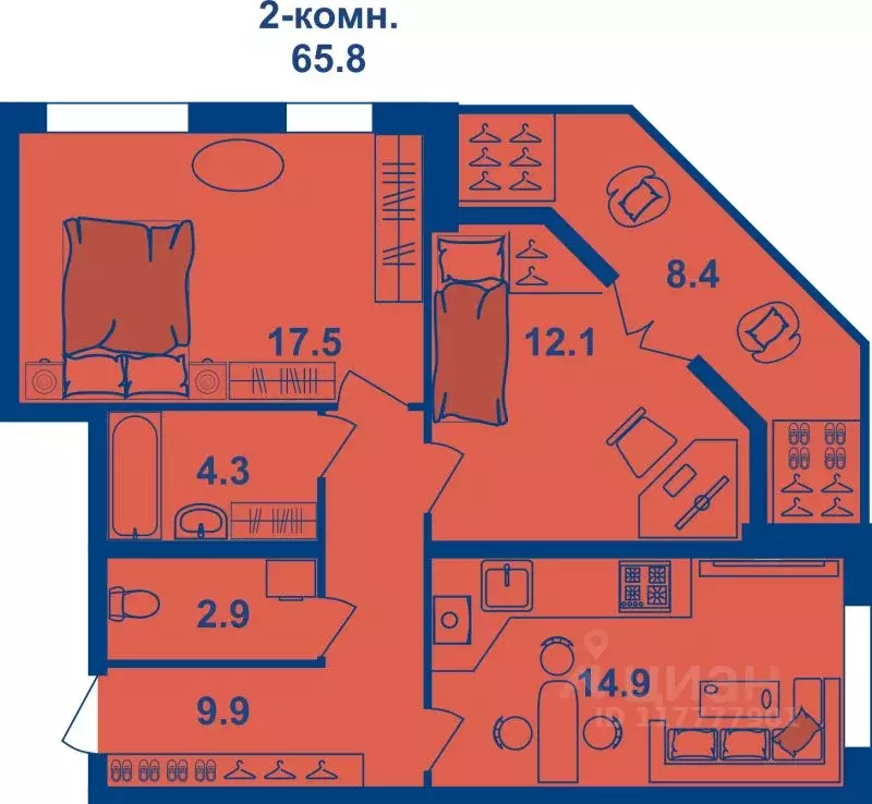 3-к кв. Костромская область, Кострома Магистральная ул., 71 (70.0 м) - Фото 1