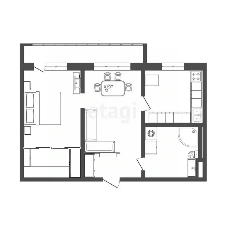 2-к кв. Белгородская область, Белгород Народный бул., 89 (46.1 м) - Фото 1