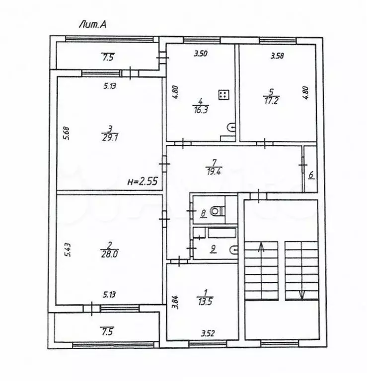 4-к. квартира, 130,4 м, 3/5 эт. - Фото 0