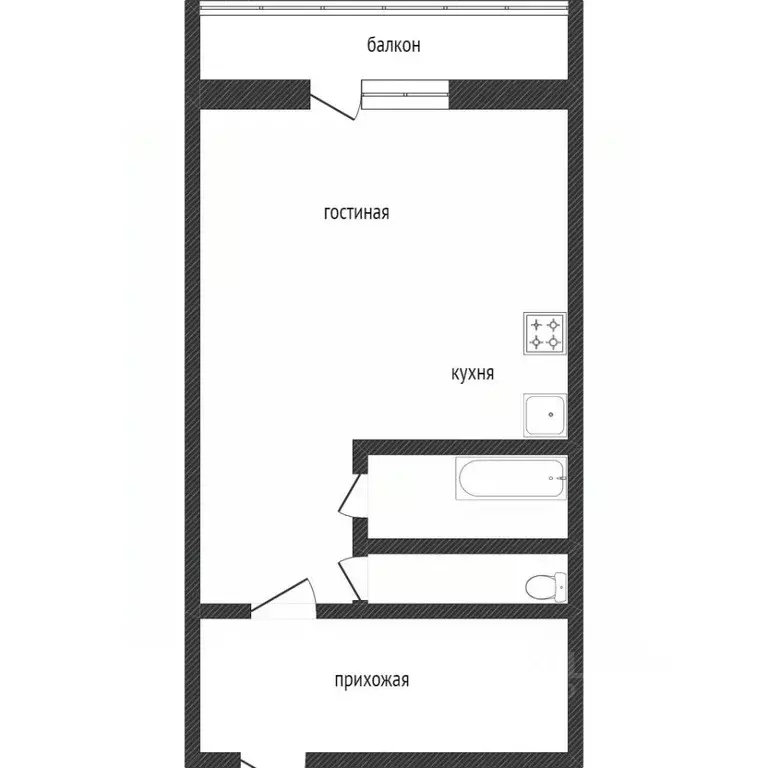 Студия Ханты-Мансийский АО, Сургут ул. Крылова, 32 (28.3 м) - Фото 1