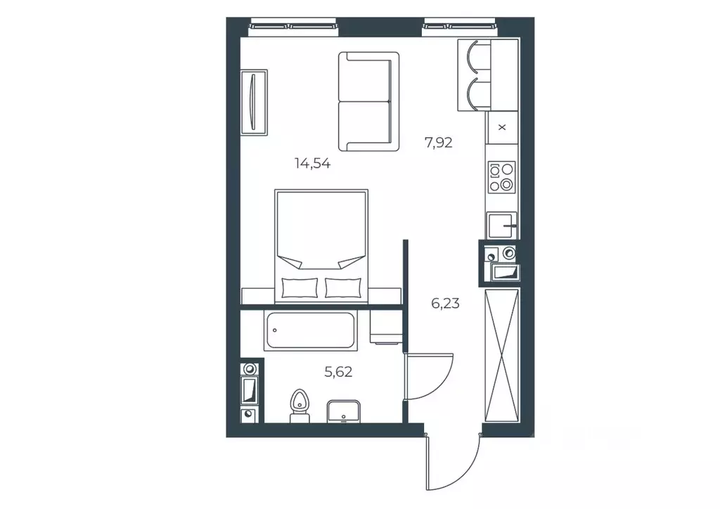 Студия Астраханская область, Астрахань Татарская Слобода кв-л,  (34.31 ... - Фото 1