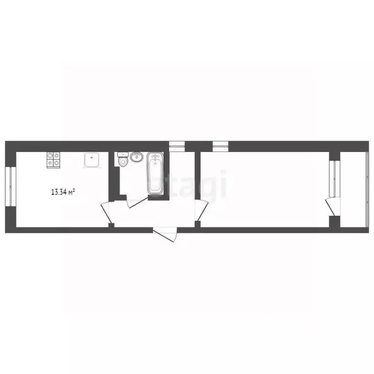 1-к кв. Тюменская область, Тюмень ул. Новоселов, 113 (39.8 м) - Фото 1