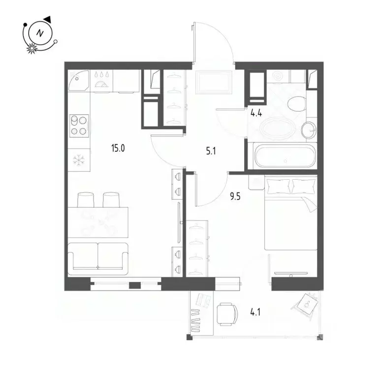 1-к кв. Санкт-Петербург пос. Шушары, ул. Чудовская, 14к1 (35.1 м) - Фото 1