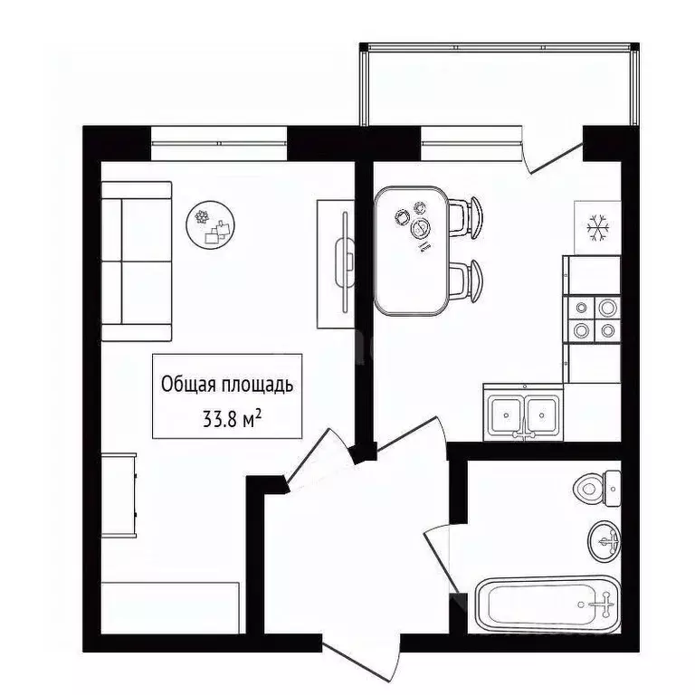1-к кв. Алтай, Горно-Алтайск Комсомольская ул. (33.8 м) - Фото 2