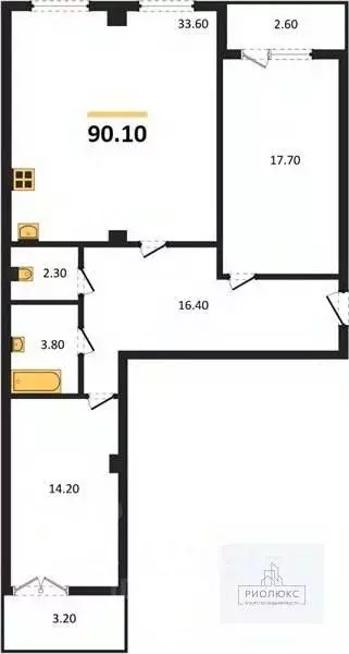 3-к кв. Челябинская область, Челябинск ул. Братьев Кашириных, 98 (91.0 ... - Фото 1