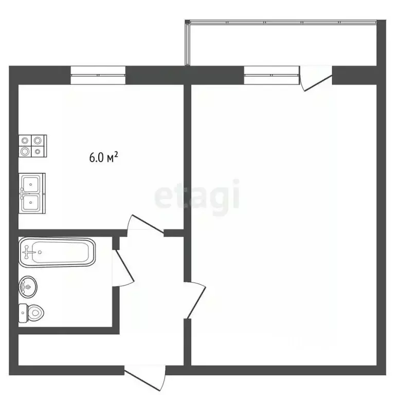 1-к кв. Забайкальский край, Чита Северный мкр, 41 (34.0 м) - Фото 2