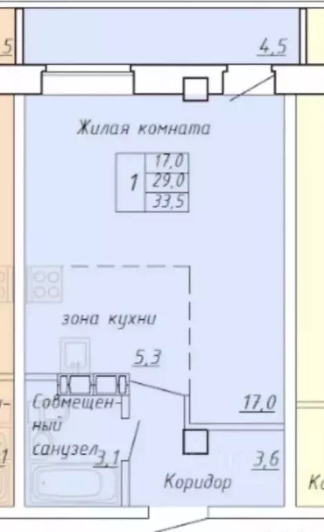 1-к кв. Хакасия, Абакан Трудовая ул., 82 (33.5 м) - Фото 2