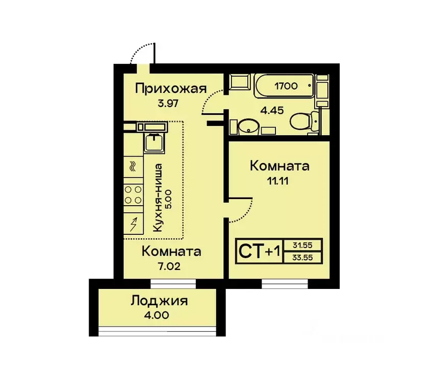 1-к кв. Челябинская область, Миасс ул. Лихачева (33.55 м) - Фото 0