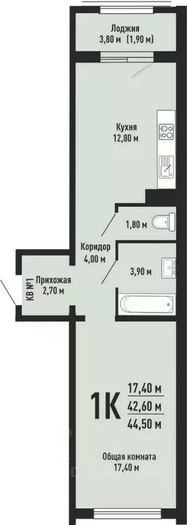 2-к кв. Новосибирская область, Новосибирск ул. Невельского, 1 (42.4 м) - Фото 0