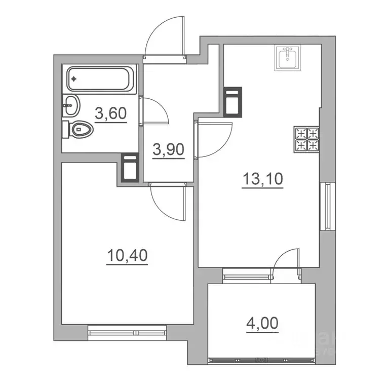 2-к кв. Ленинградская область, Всеволожск ул. Взлетная, 14 (35.0 м) - Фото 0