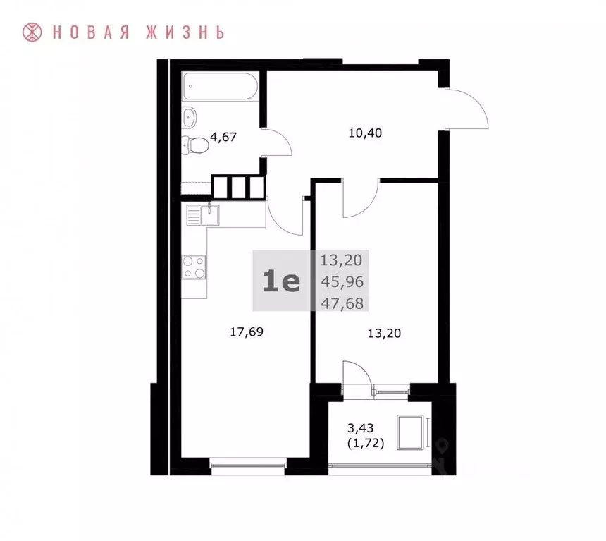1-к кв. Самарская область, Самара  (47.7 м) - Фото 1