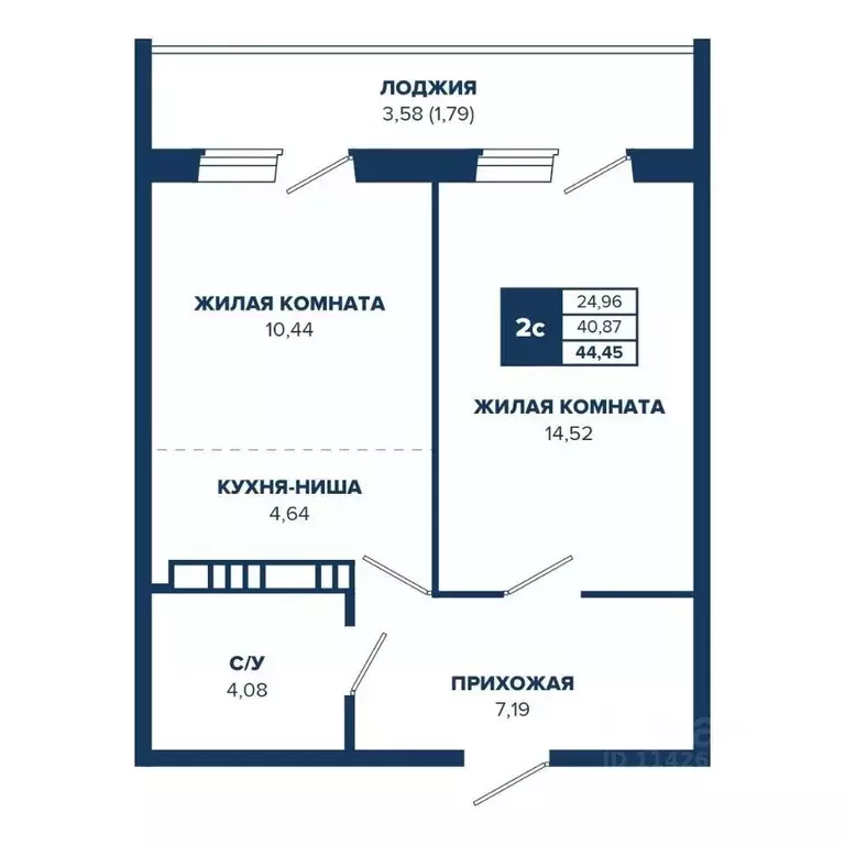 2-к кв. Новосибирская область, Новосибирск Знаменский кв-л,  (44.45 м) - Фото 0