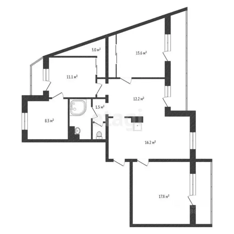 5-к кв. Красноярский край, Красноярск ул. Петрушина, 1 (91.6 м) - Фото 2