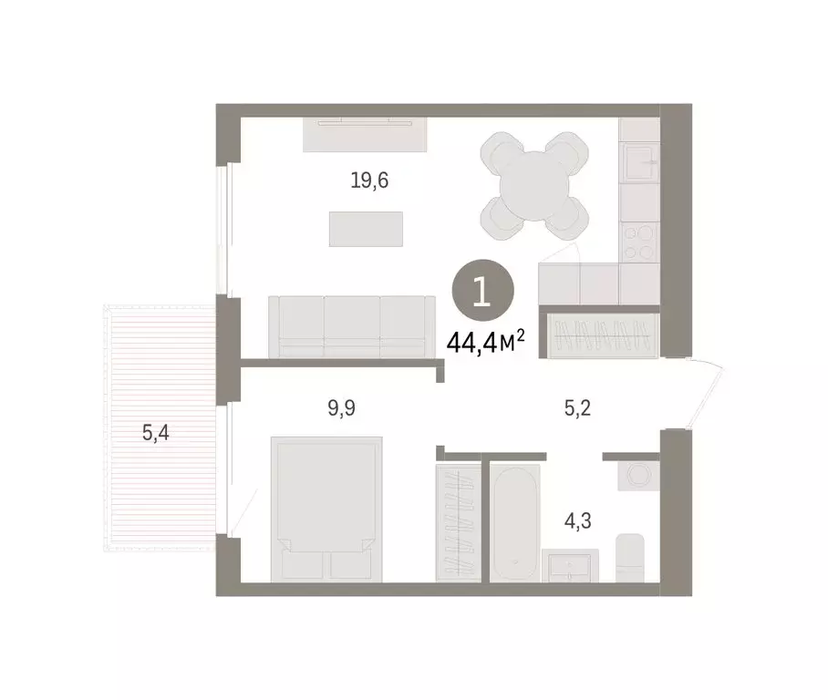 1-комнатная квартира: Новосибирский район, рабочий посёлок Краснообск, ... - Фото 2