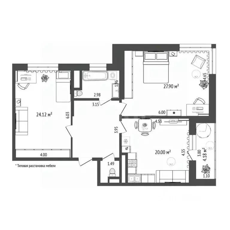2-к кв. Тюменская область, Тюмень ул. 50 лет Октября, 4 (91.4 м) - Фото 2
