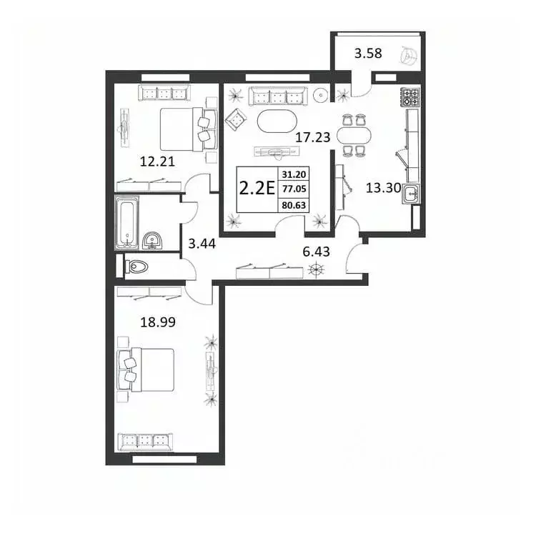 3-к кв. Новгородская область, Великий Новгород ул. Якова Павлова, 15 ... - Фото 1