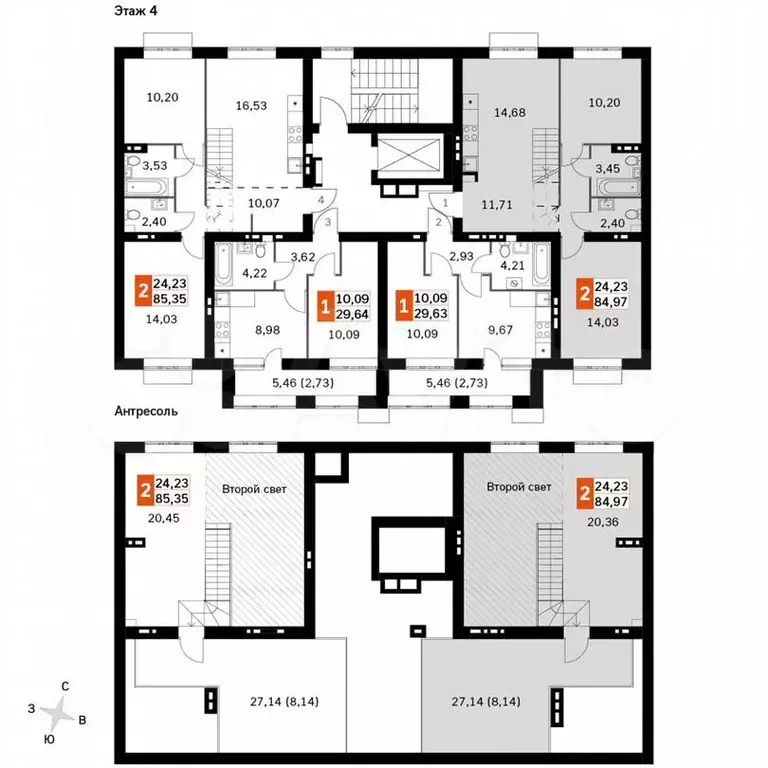 2-к. квартира, 85м, 4/4эт. - Фото 1