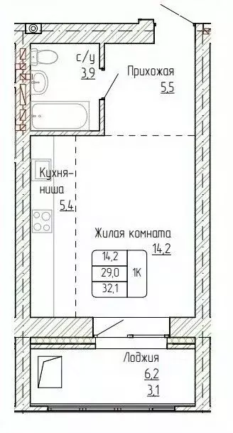1-к кв. Алтайский край, Новоалтайск ул. Титова, 6 (32.1 м) - Фото 0