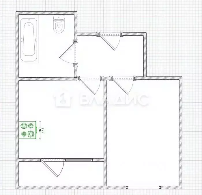 1-к кв. Пензенская область, Пенза ул. Кордон Студеный, 48 (31.0 м) - Фото 2