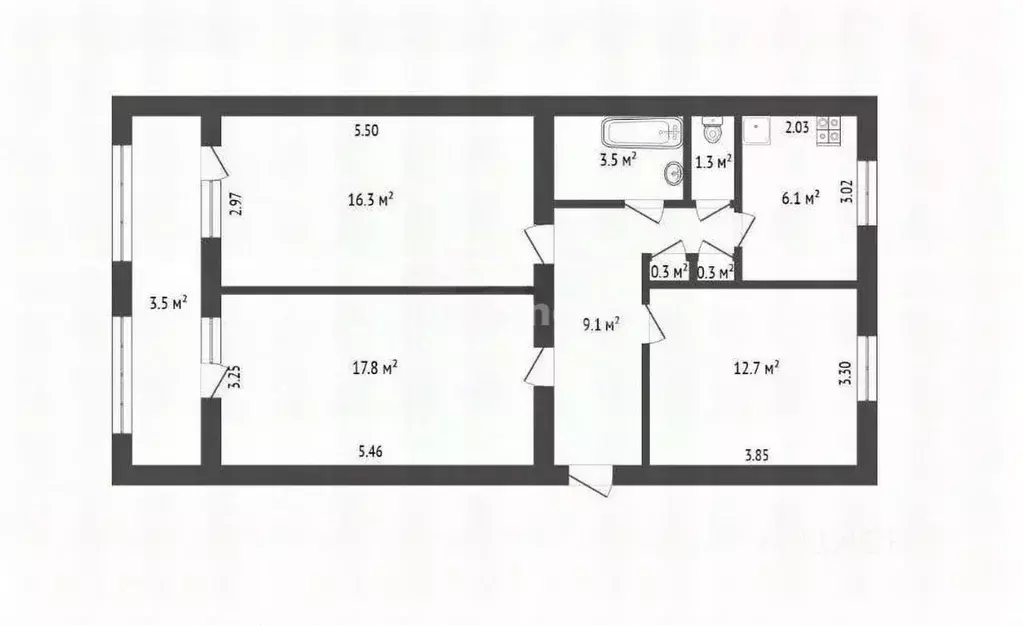 3-к кв. Севастополь ул. Пролетарская, 26 (74.4 м) - Фото 2