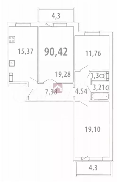 3-к. квартира, 82,1 м, 9/10 эт. - Фото 0