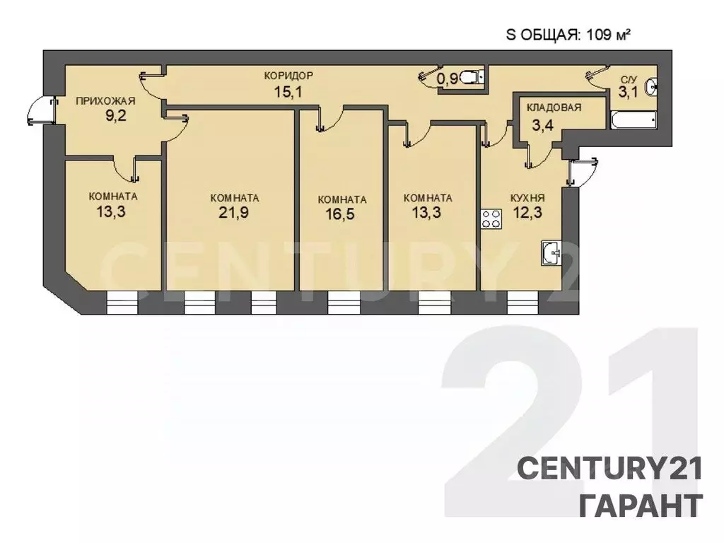 4-к кв. Санкт-Петербург Коломенская ул., 13 (109.0 м) - Фото 1