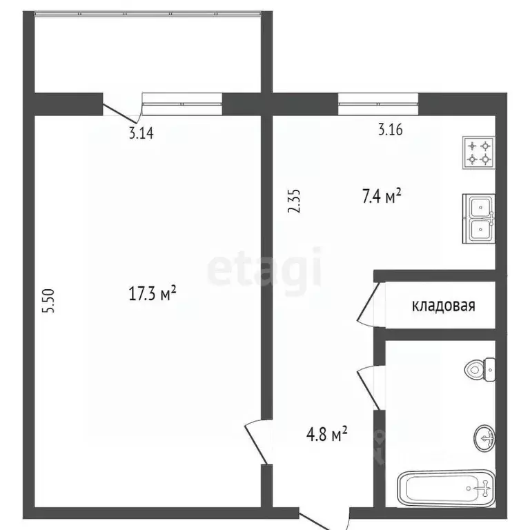 1-к кв. Ямало-Ненецкий АО, Ноябрьск ул. Космонавтов, 35 (31.8 м) - Фото 2