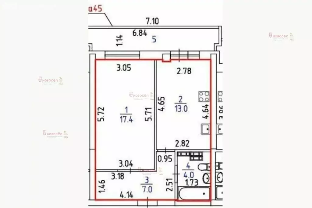 1-комнатная квартира: Екатеринбург, улица Циолковского, 57 (41.4 м) - Фото 0