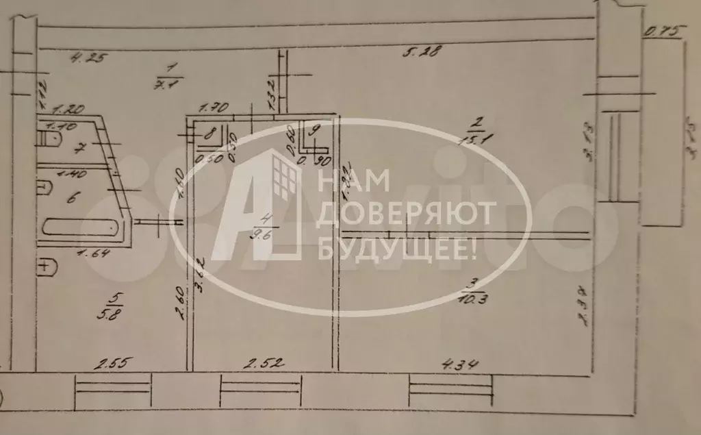 3-к. квартира, 52,5 м, 2/5 эт. - Фото 0