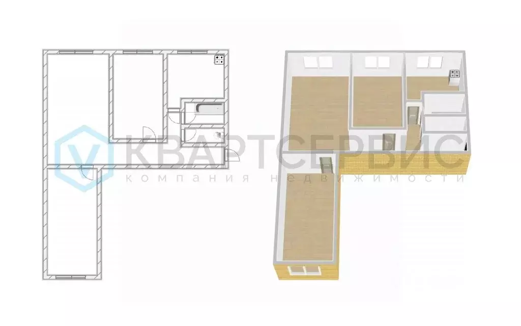 3-к кв. Омская область, Омск Новороссийская ул., 3 (60.0 м) - Фото 2