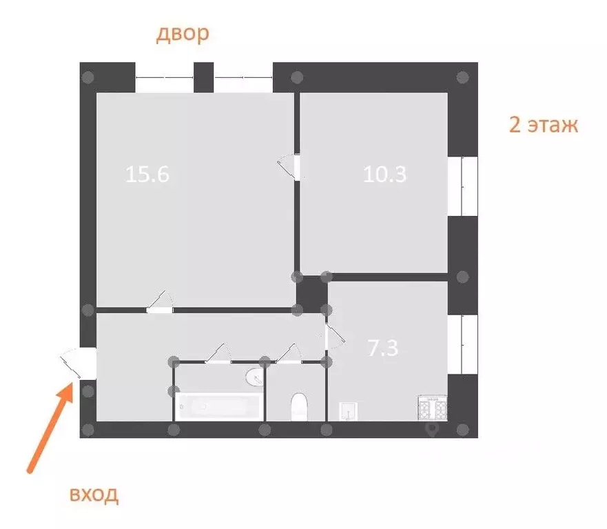 2-к кв. Вологодская область, Вологда ул. Герцена, 118 (44.0 м) - Фото 1