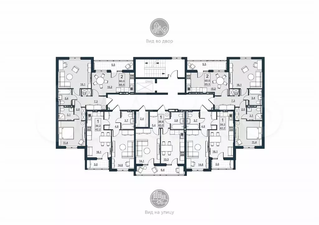 2-к. квартира, 60 м, 6/10 эт. - Фото 1