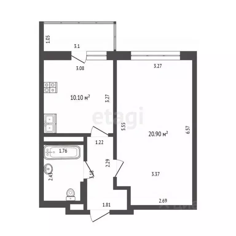 1-к кв. Москва Севастопольский просп., 7/6к1 (39.7 м) - Фото 2