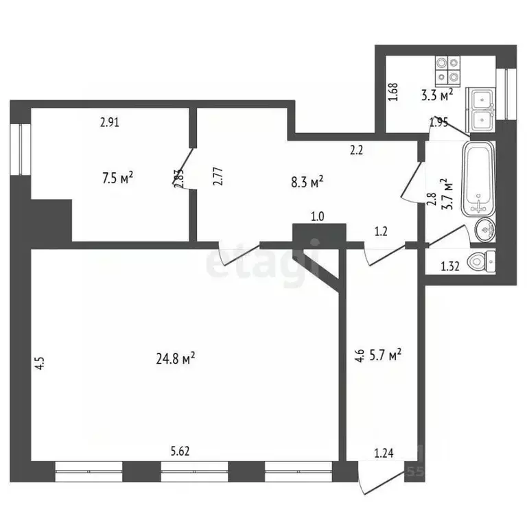 2-к кв. Самарская область, Самара Галактионовская ул., 82 (53.0 м) - Фото 1