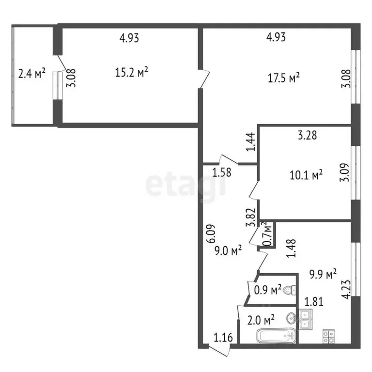 3-к кв. санкт-петербург просп. солидарности, 8к1 (65.3 м) - Фото 1